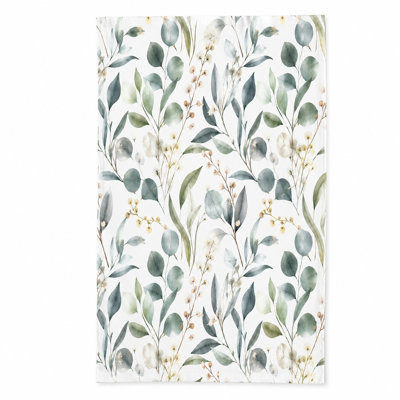 1Pcs Botanical Print Beach Towel, featuring delicate eucalyptus leaves and sprigs in a soft watercolor style. Large, quick-dry microfiber, perfect for trips, swimming, travel, suitable all ages.