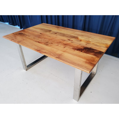 Magnifique table en érable avec motifs d'érable bouclés