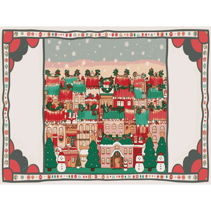 Christmas Winter Holiday Rug, Rectangle 5' x 7'