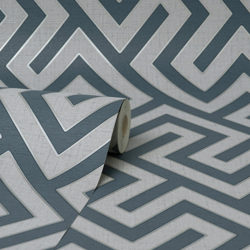 Larson Geo Textured Wallpaper, Navy