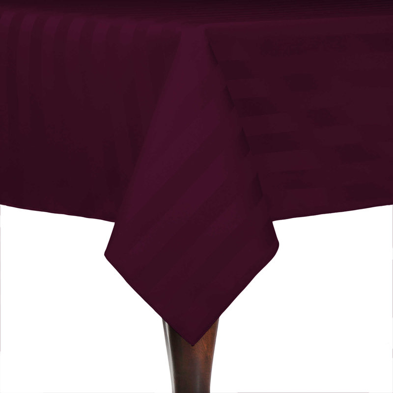 Ultimate Textile Satin Stripe Rectangular Tablecloth, 10, Aubergine, 96" x 54"