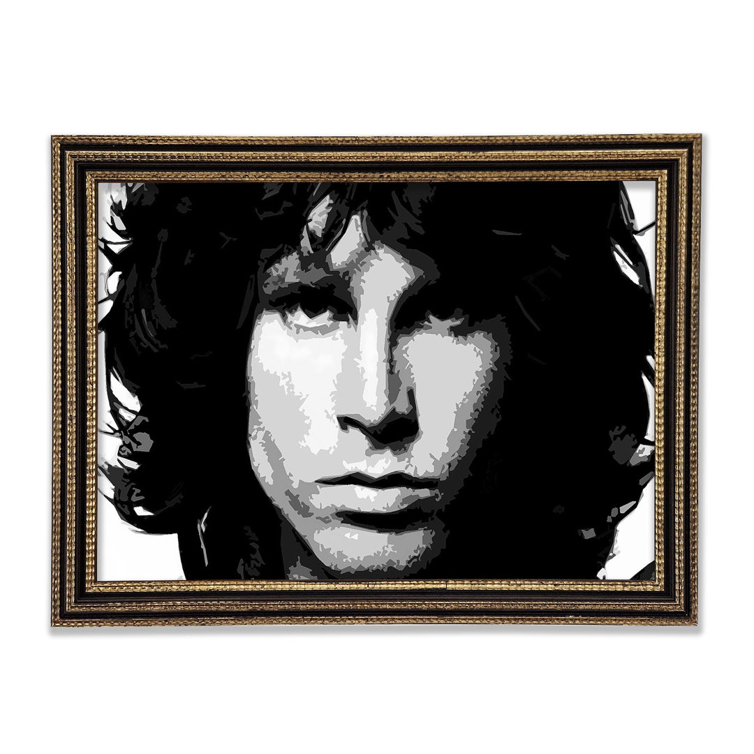 Jim Morrison Gesicht B N W Gerahmter Druck