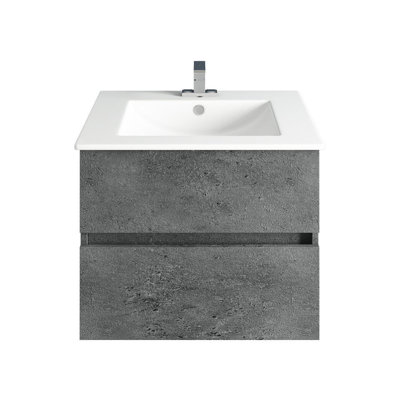 Concrete Bathroom 23.3" Wall-Mounted Single Bathroom Vanity Set