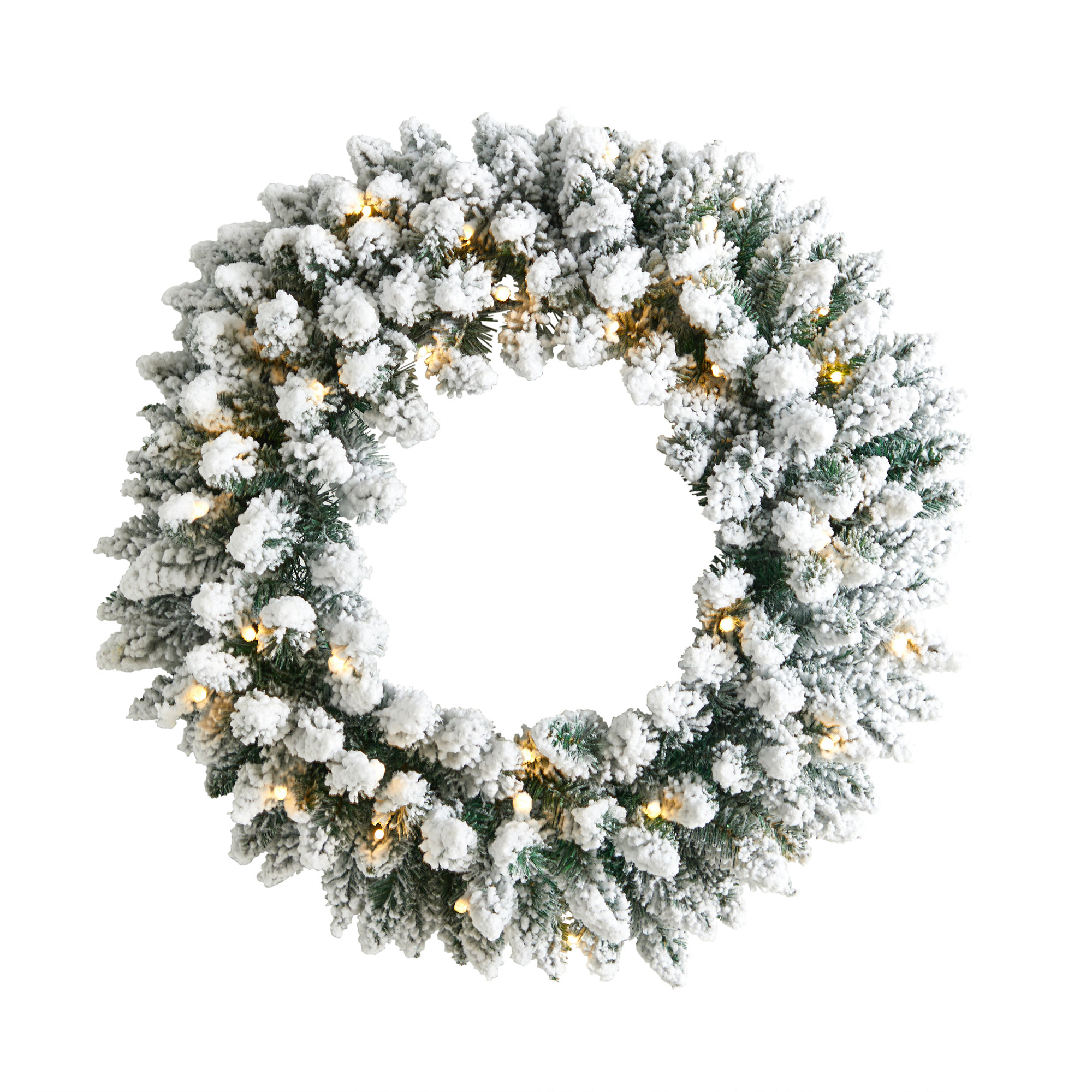 The Holiday Aisle® Flocked 24" Lighted Polyvinyl Chloride (PVC) Wreath | Wayfair