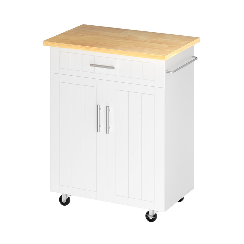 Chariot pour îlot de cuisine roulant avec tablette réglable, armoire de rangement, tiroir et roues verrouillables, îlot de cuisine mobile avec porte-serviettes pour la cuisine et la salle à manger