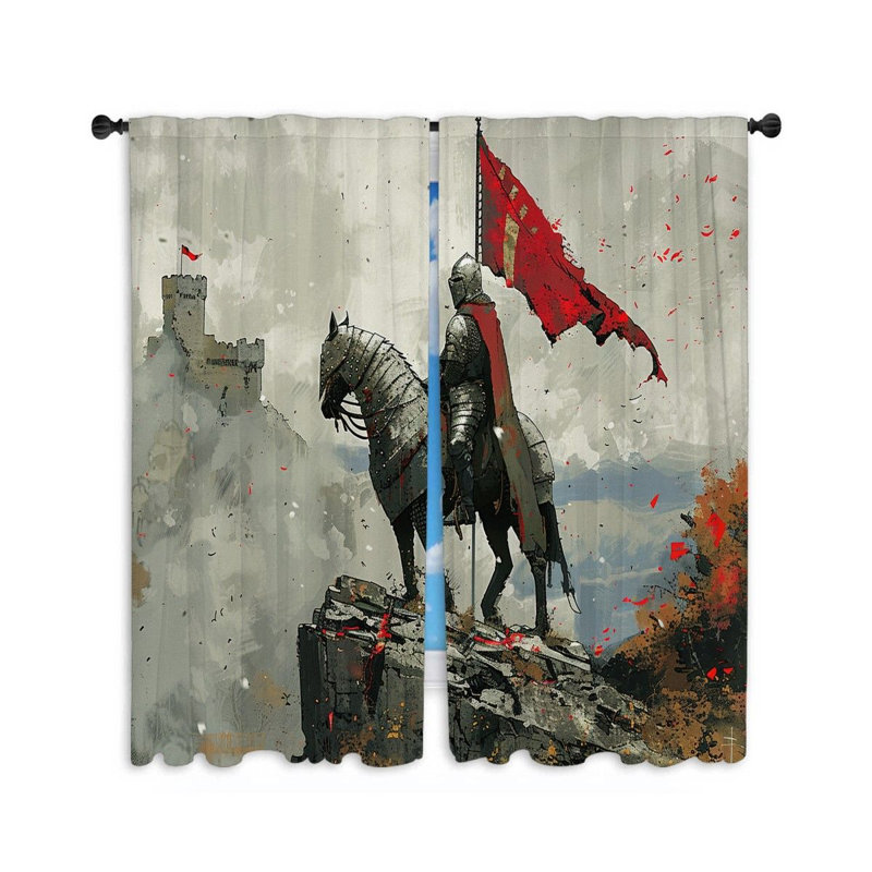 Rideaux de fenêtre médiévaux Knight - 2 panneaux, L 20 po x L 63 po