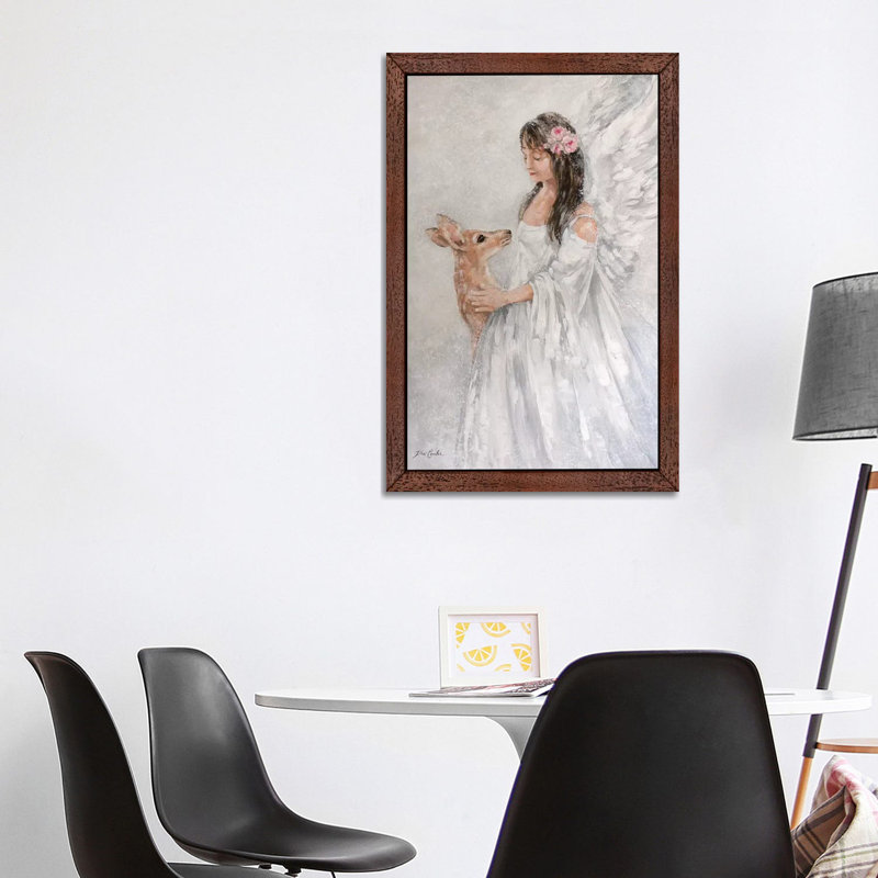 Snow Fawn by Debi Coules - Print on Canvas, 101.6 cm H x 66.04 cm W, Brown Framed