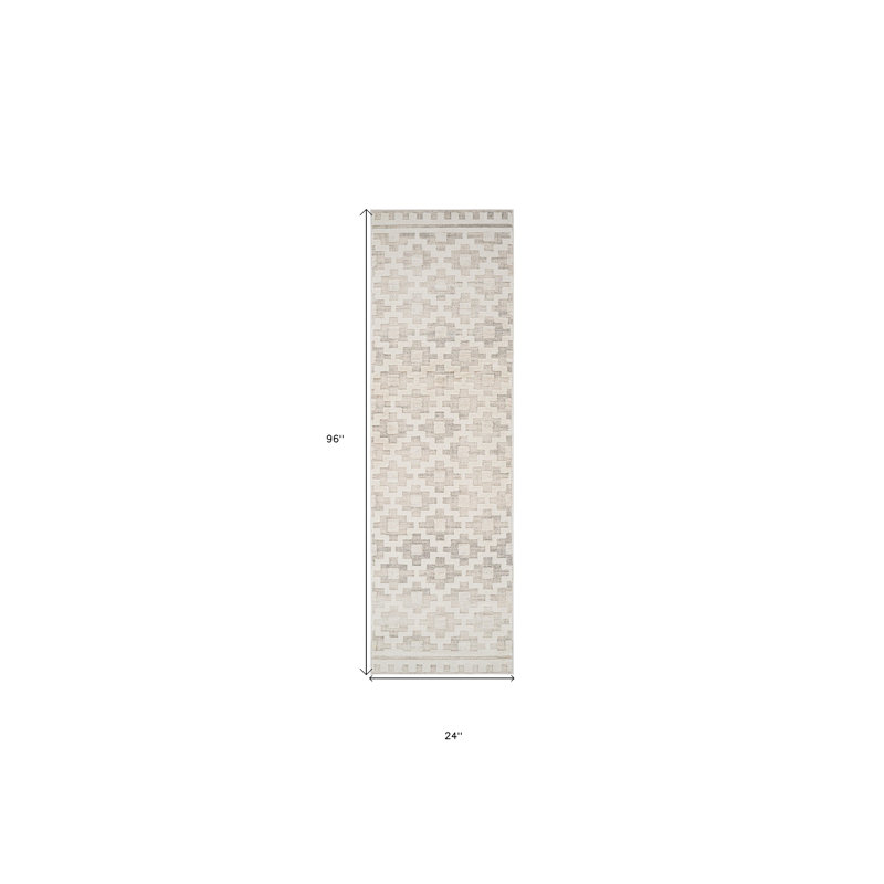 8' Gray And Beige Moroccan Distressed Runner Rug