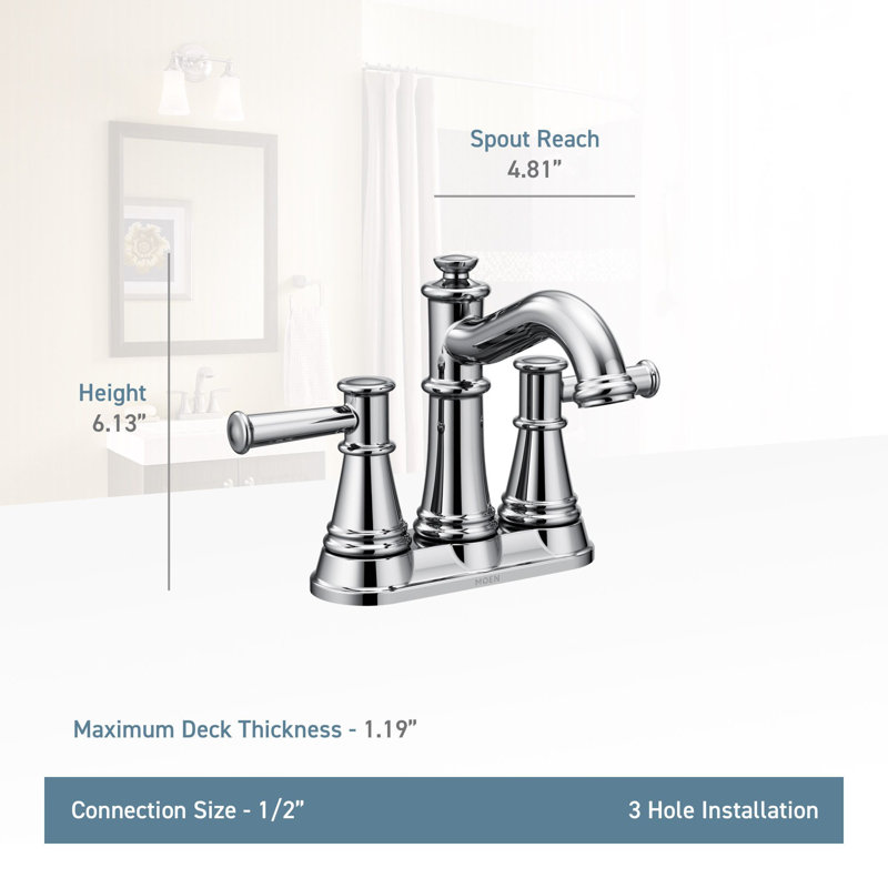 Robinet de salle de bain central avec drain Belfield, Nickel poli
