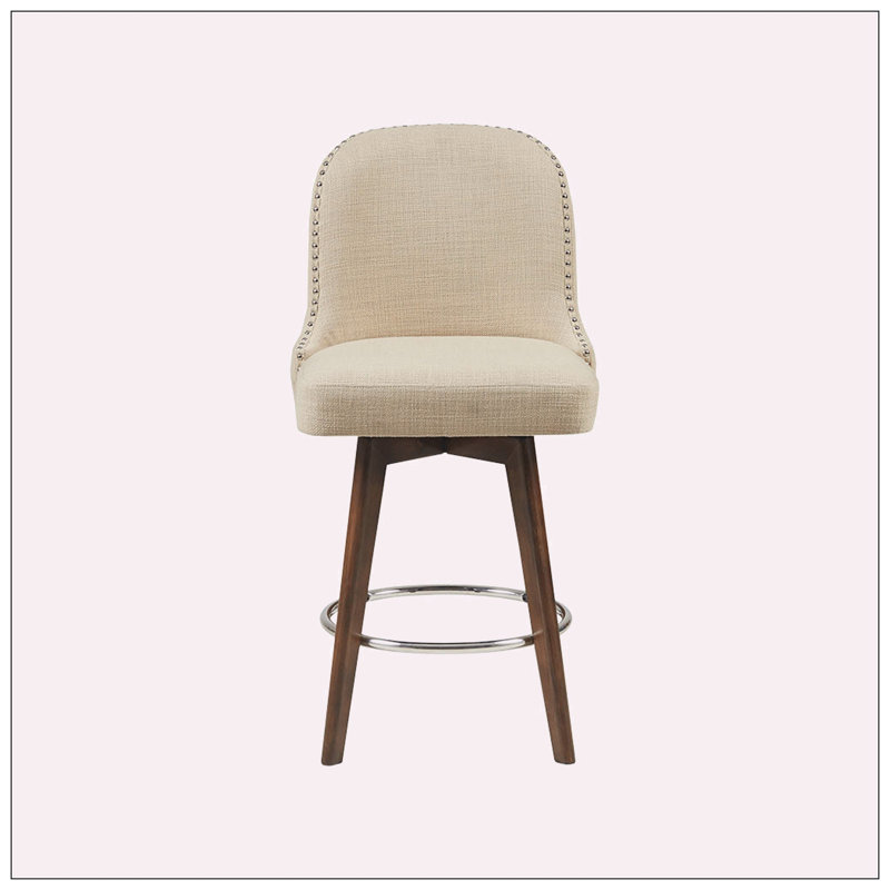 Kastner Swivel Upholstered Counter Stool, Beige