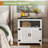 24" Farmhouse End Table With Charging Station, Large Side Table With Storage Cabinet And Open Shelf-1343822275