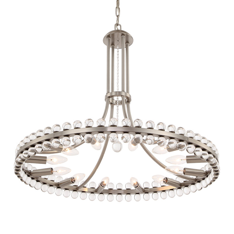 Clover 12-Light Crystal Pendant, 28.75", Aged Brass