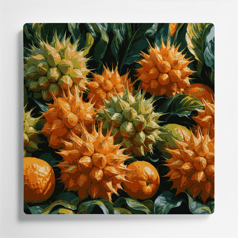 «Fruit Naranjilla», art mural en métal brun, H 16 po x l 16 po