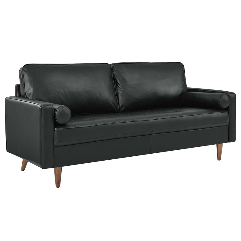 Canapé en cuir Valor 47,5 x 32 x 73, Cuir véritable noir