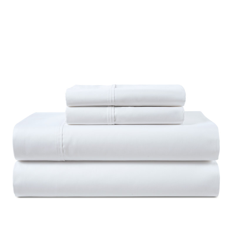 Kathy Ireland 500 Thread Count Tencel Cooling Cotton 4-Piece Sheet Set, King Sheet Set with 2 Pillowcases, White