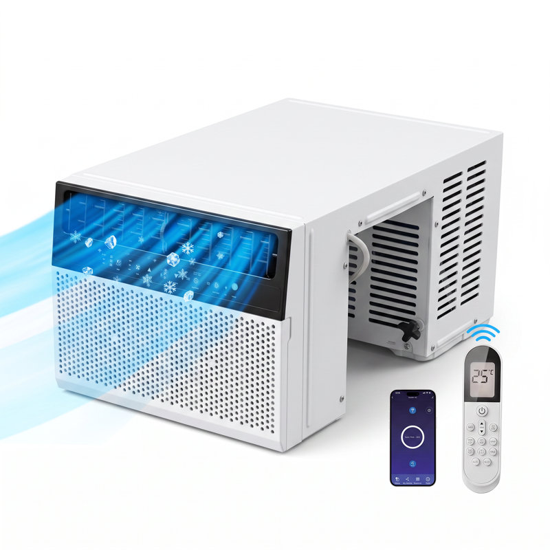 Climatiseur de fenêtre en U 10 000 BTU Smart Wi-Fi en forme de U, mode multi-en-1 6 en 1, refroidissement CA très écoénergétique Ft avec télécommande pour chambre et bureau