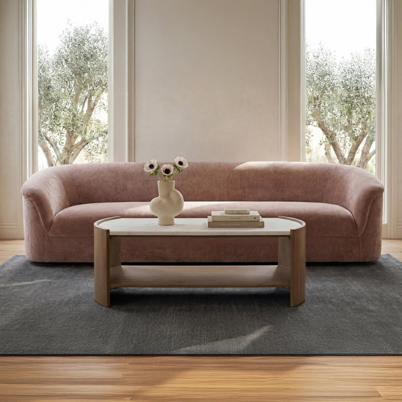 Arthur 109'' Velvet Upholstered Sofa, Pink