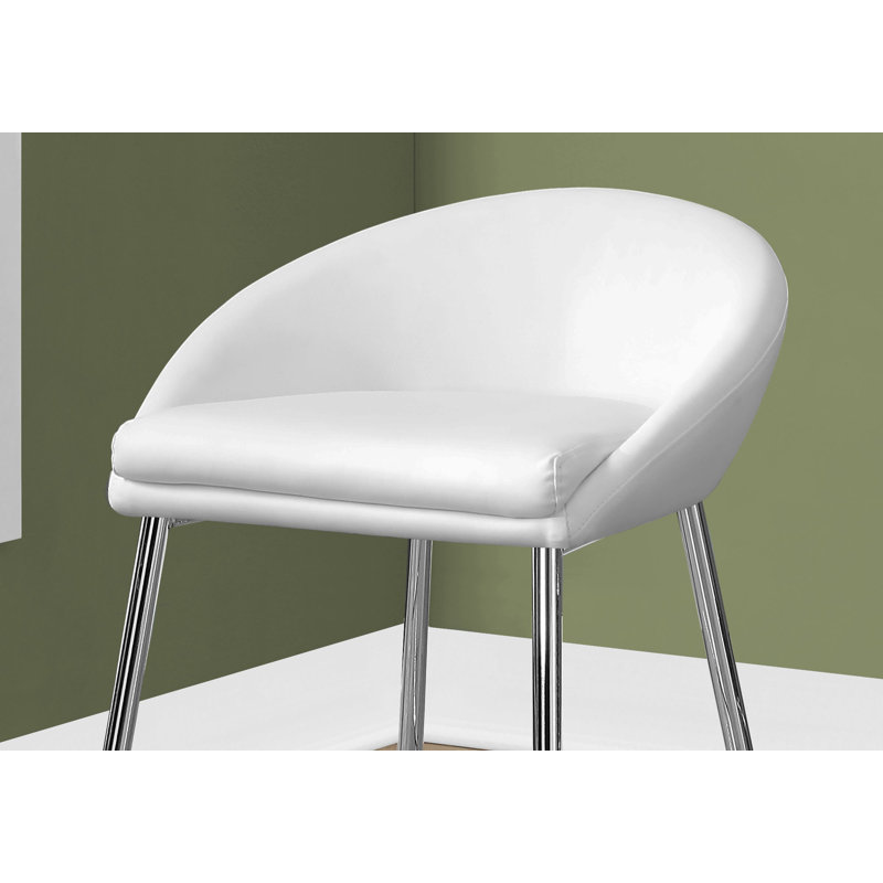 Clouchete Bar Stool, Counter Height, Kitchen, Chrome, Contemporary, White, Counter Stool (24” Seat Height)