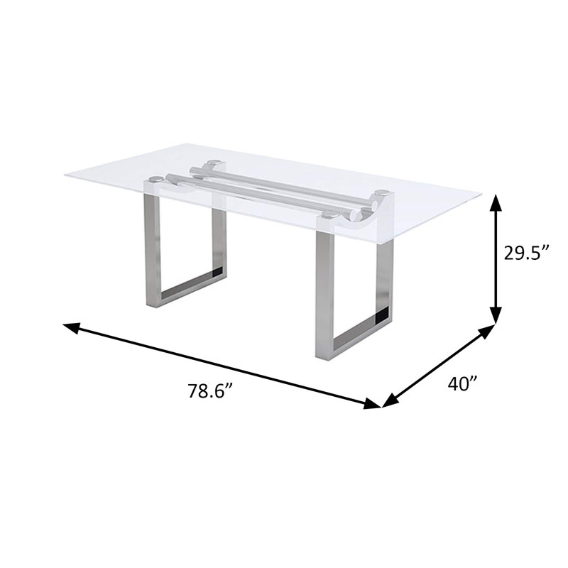 Table de salle à manger contemporaine 78,6 po, chrome