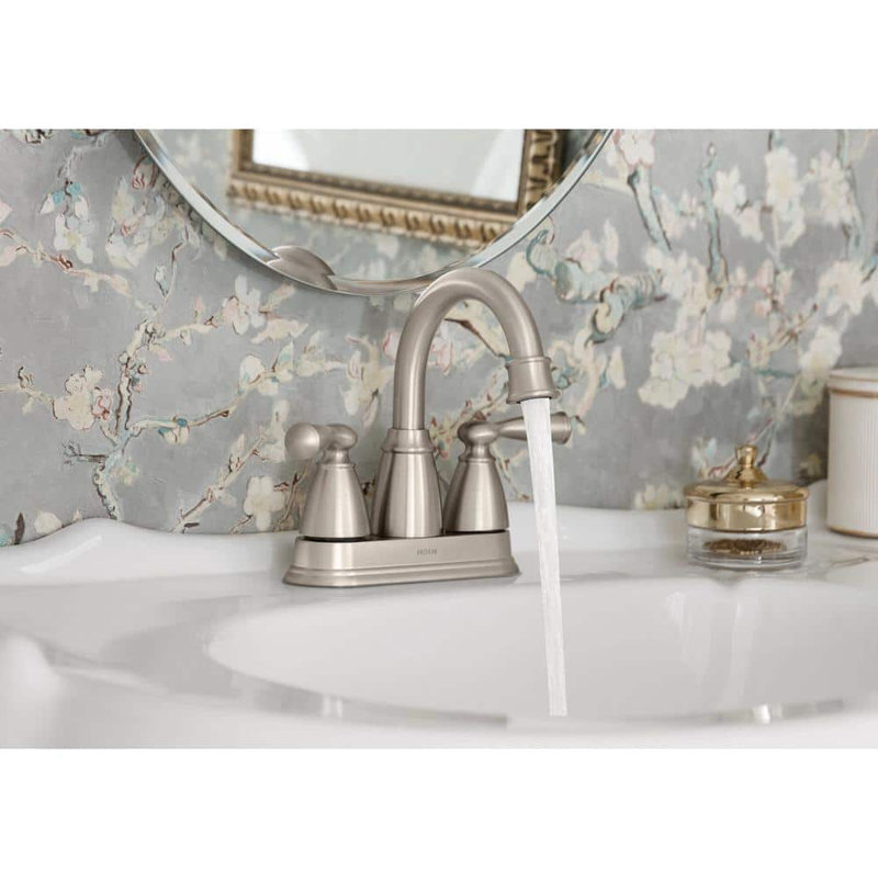 Robinet de salle de bain à poignée double 4 po Moen Banbury, Nickel brossé