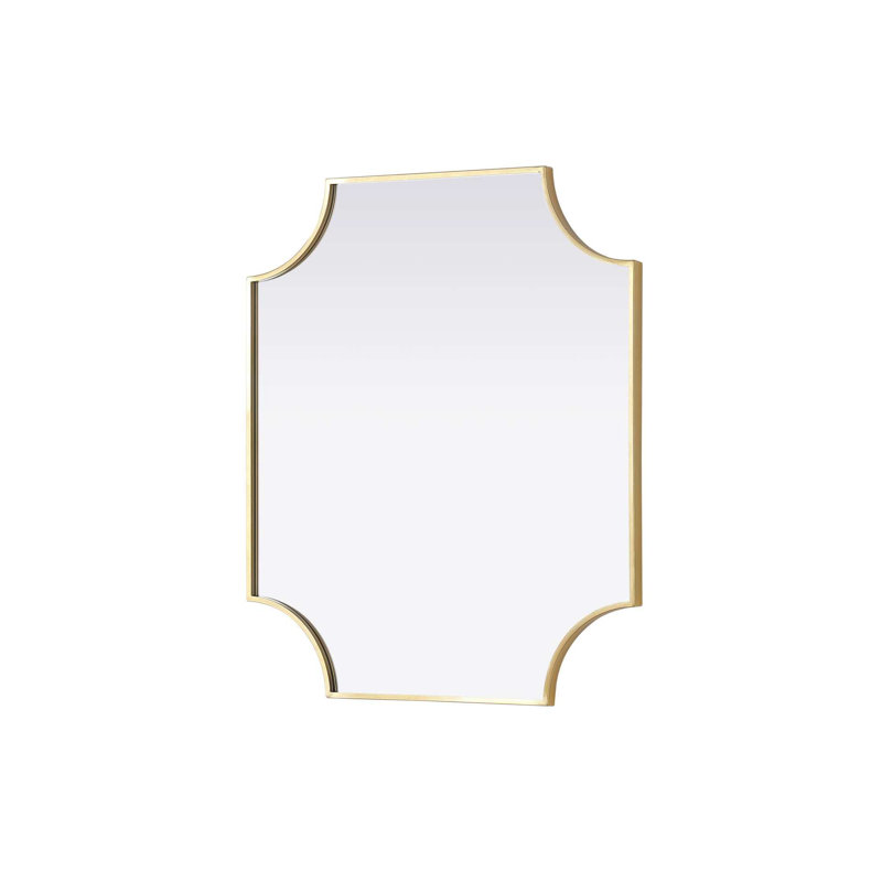 Notched Metal Mirror 27x32 inch in Brass, Brass, 32" x 27"