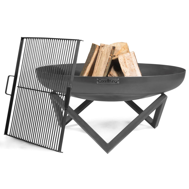 Round Steel Wood Burning Smokeless Fire Pit, 35cm H x 70cm W x 70cm D