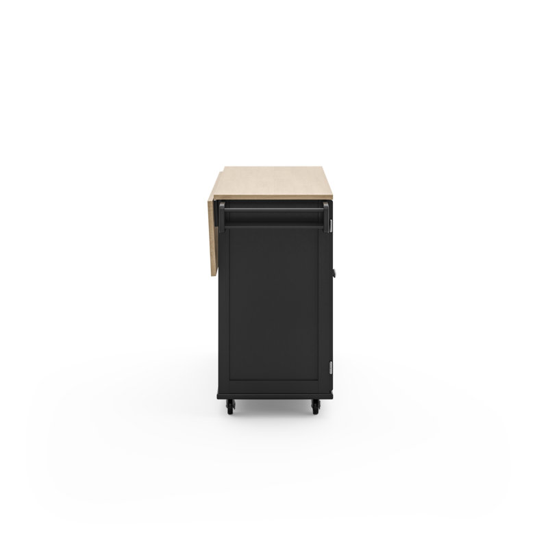 Arlonda Solid Wood Top Kitchen Cart, Black