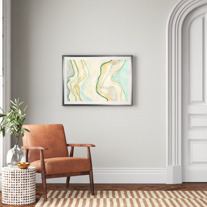 « ocean cascade i »-impression sur toile, H 26 po x l 36 po x P 1,5 po, Cadre argenté