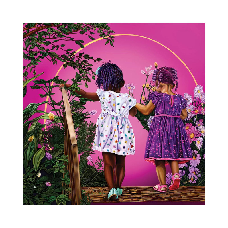 Voyage avec ma sœur-impression d’art graphique, H 12 po x l 12 po x P 0,75 po, Toile tendue, Pas de tapis