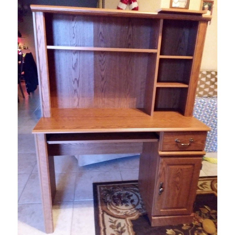 Computer Desk,Oak finish,three adjustable shelves,Engineered wood