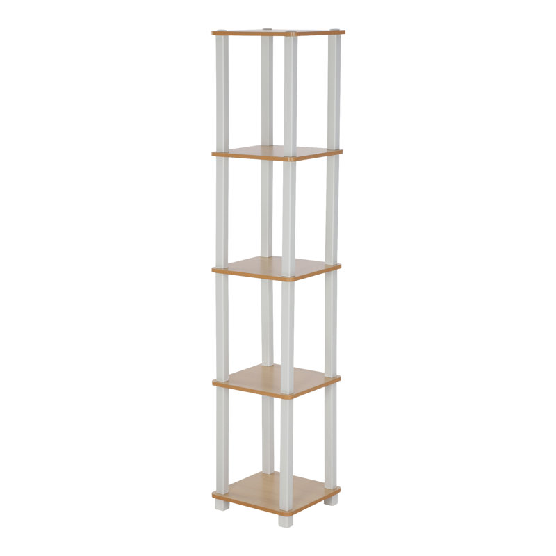 Mandrin 5 Tier Shelving Bookcase, Beech/White Square Tube