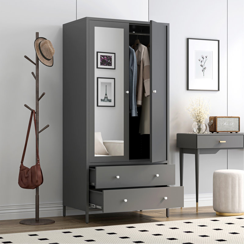 Versatile Metal Wardrobe With Multiple Storage Options For Organized Clothing