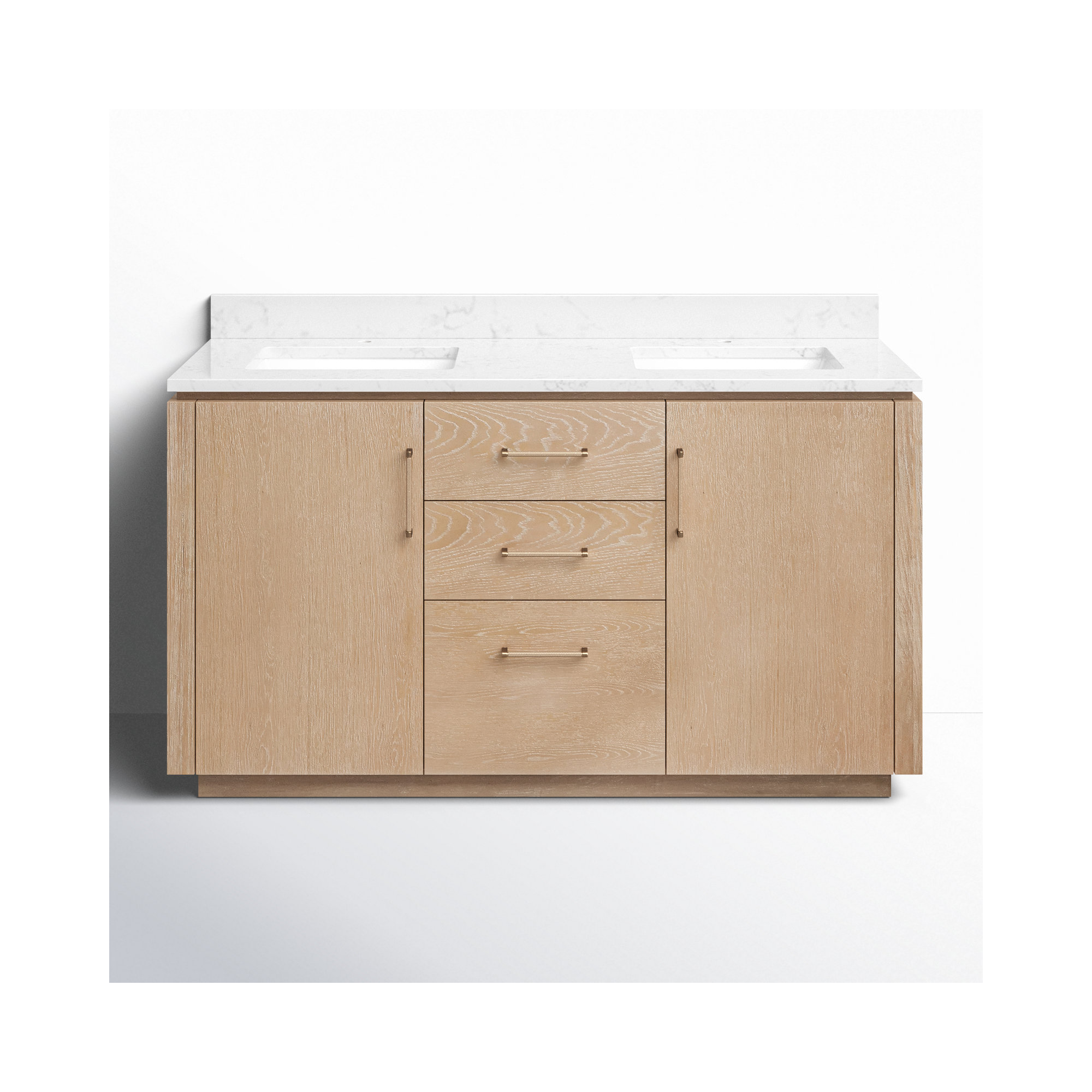 Cloverfield 60'' Double Bathroom Vanity, Washed Ash Gray, Gold