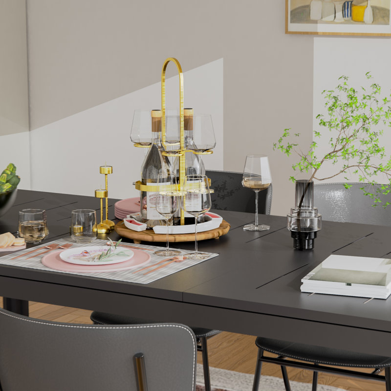 Table de salle à manger Malakah, 29.5" H x 65" W x 35.4" D, Marron foncé
