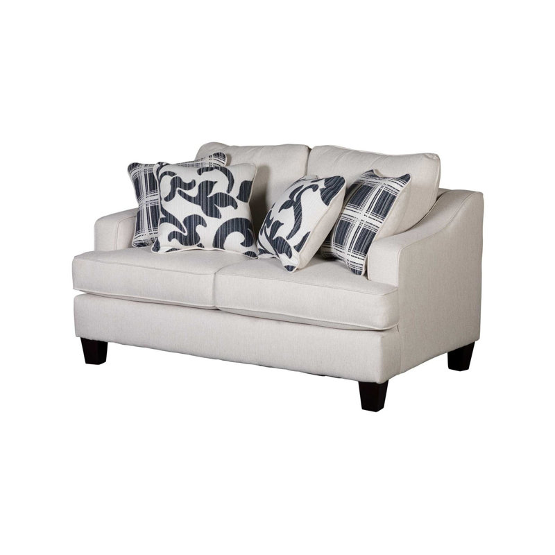 64" Recessed Arm Loveseat with Reversible Cushion, Cream