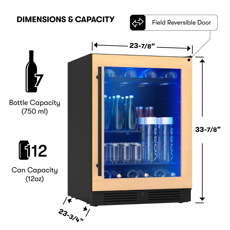 Zephyr Presrv 24" 7-Bottle and 108-Can Single Zone Panel-Ready Beverage Cooler