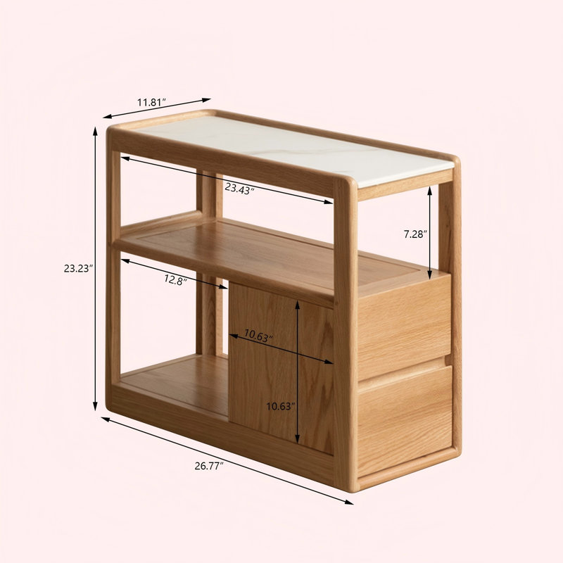 Simple Solid Wood Movable Side Table