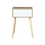 Table de bout blanche avec 1 tiroir et armoire de rangement Mid-Century