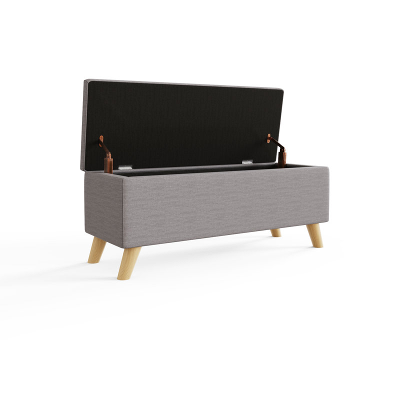 Caver 98cm Wide Rectangle Solid Colour Ottoman with Storage, Light Grey