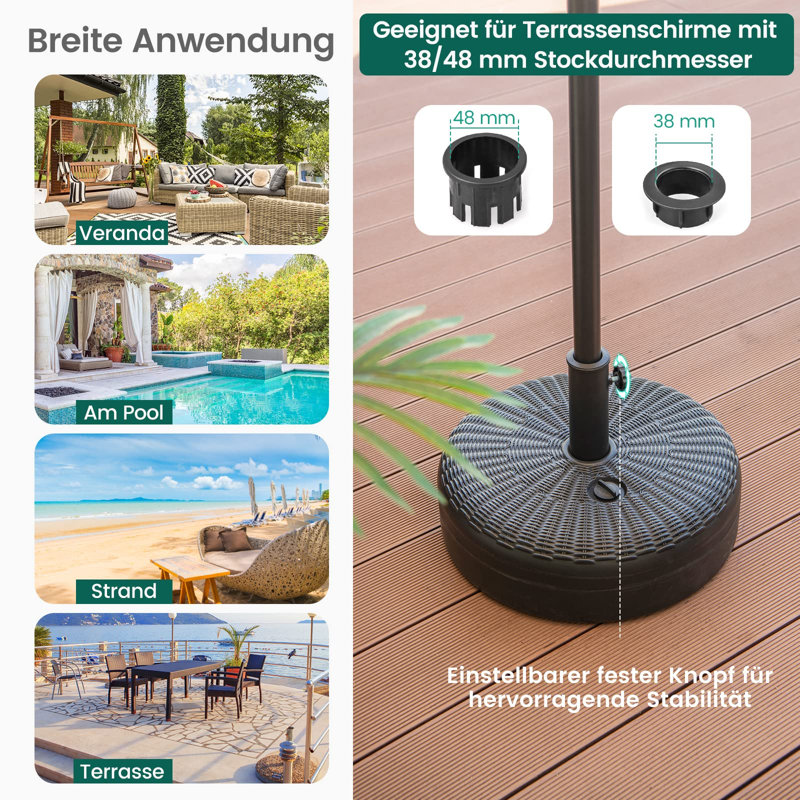 Hahnville 2kg Plastic Free Standing Umbrella Base