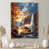 Toile avec cadre flottant or