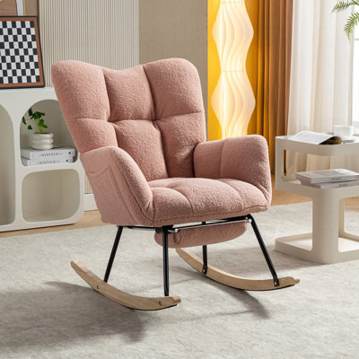 Chaise berçante en tissu avec repose-pieds Teddy