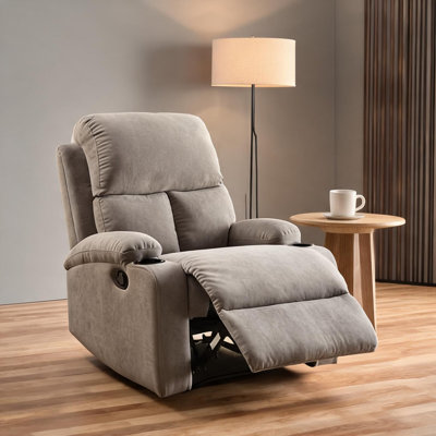 Fauteuil inclinable en tissu avec porte-gobelet, inclinable manuellement pour le salon, mesurant 32 po x 37 po x 39 po