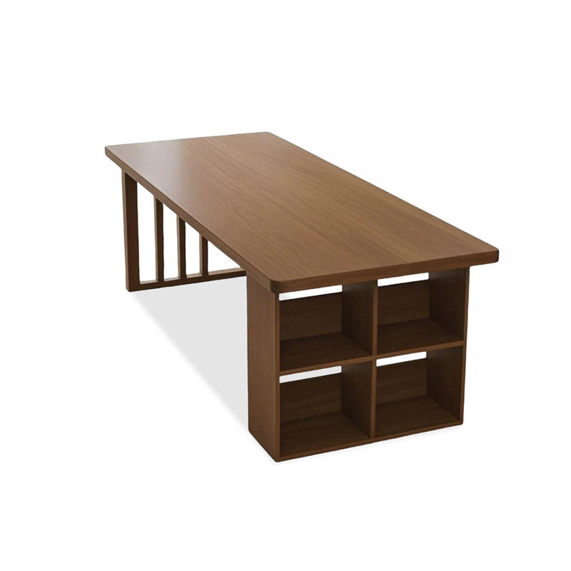 Bureau rectangulaire en bois massif noyer, H 29,53 po x l 70,87 po x P 31,5 po