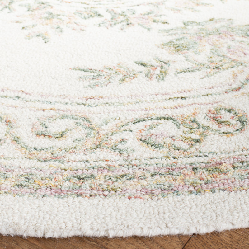 Tapis oriental en laine touffeté à la main Enid, Rond 3 pi