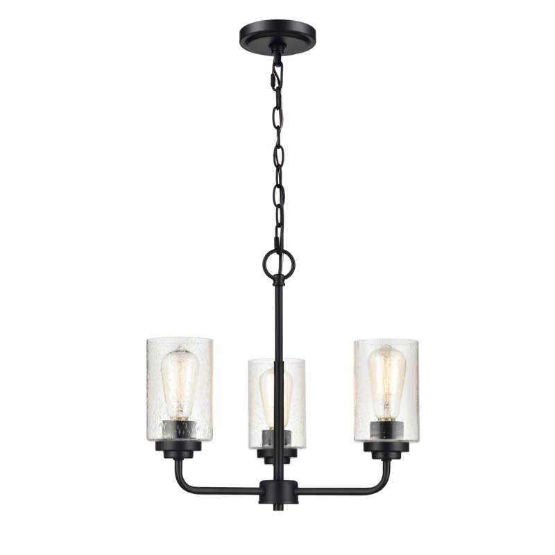 3 lumières 18 po Lustre noir mat, Noir mat