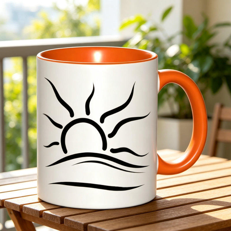Minimalist Naturist Emblem Design, Non-Slip Ceramic Cup, Dishwasher Reusable Tea/Coffee/Milk/Water Cup.