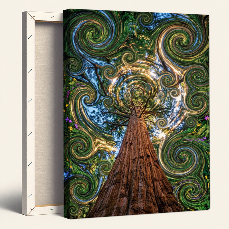 Ensemble de 1 tableau sur toile « Forêt tourbillonnante », H 24 po x l 18 po, Toile tendue