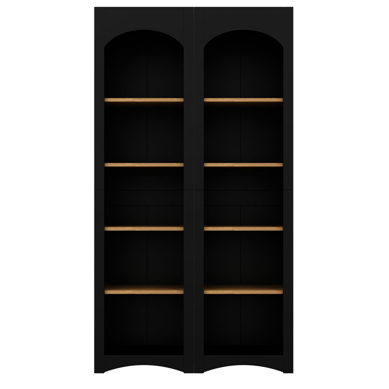 Armoires de cuisine réglables à 5 niveaux, 2 étages, 2 à thème, noires pour chambre à coucher H 72 po, 2 tablettes, Black