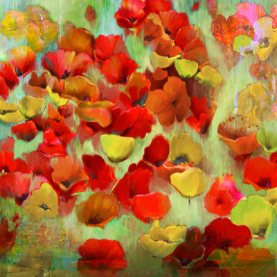 Fleur rouge jaune bleu
